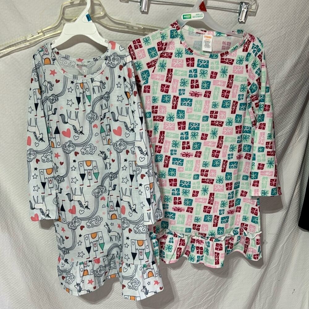 Gymboree S 5/6 nightgown bundle unicorn castle & presents same style nwot